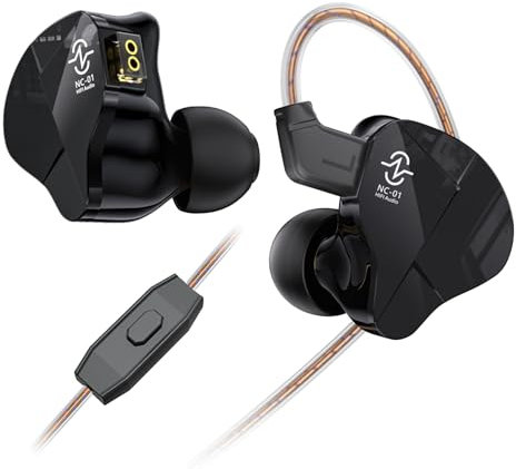 Yinyoo CCZ NC01 Gospel - Monitor in-ear con cavo jack 3,5 mm IEM 10 mm Dual Magnetic DD Gaming-Earbuds cablato con microfono, cuffie in-ear HiFi con cavo OFC per audiophi