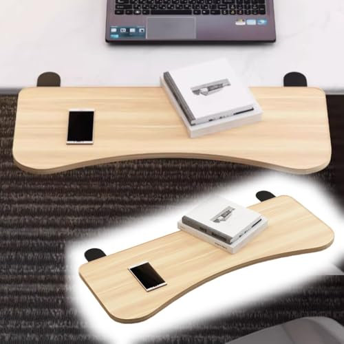 WEITINGKKK Desktop Extender Tray, Foldable Desk Extender Tray, Computer Arm Rest Shelf, Curved Keyboard Tray Extension Platform(Walnut,30x10in(75x25cm))