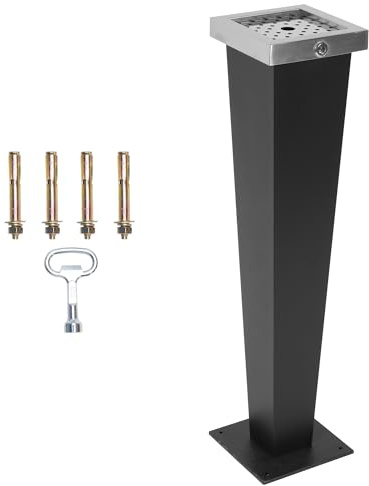 uyoyous Poubelle d'extérieur sur pied verticale en V – design minimaliste | poubelle en acier inoxydable conteneur à déchets verrouillable pour extérieur/intérieur/patio/bar, résistante au vent