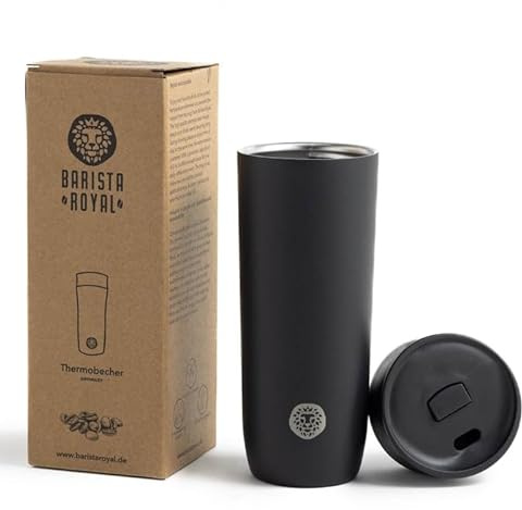 Barista Royal Kaffee Thermobecher aus Edelstahl - Kaffeebecher to go Coffee Becher - Tumbler - Anthrazit - 450ml