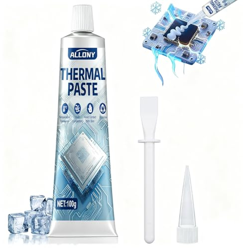 Allony Thermal Paste, CPU Cooler, Pasta Termica CPU, Premium Performance Pasta Termica CPU, Unga Durabilità, Adatta per Tutti i Processori (CPU, GPU, PS4), Bianco Pasta Termica, 100g