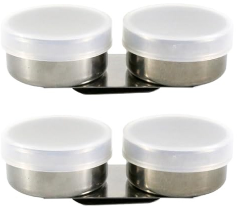 Toyvian 2pcs Stainless Steel Artist Brush Pot with Lid Double Spout Painting Brush Washer Container for Watercolor Paints and Solvents Art Supplies