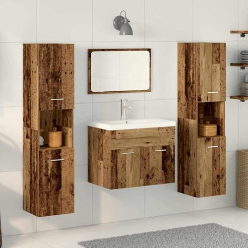 WRJENFSC TV Board Modernes Sideboard Holzwerkstoff 60 x 38,5 x 46 cm mit Spiegel Wandmontage Aufbewahrungsset platzsparend für Wohnzimmer Bad & Büro