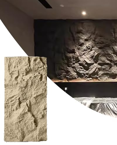 24x47 Zoll große, dekorative 3D-Wandpaneele aus Kunstschaumstein, strukturierte Paneele für Büro und Küche, Wandverkleidung mit Kunststein-Optik (Gelb, 1 Stück)