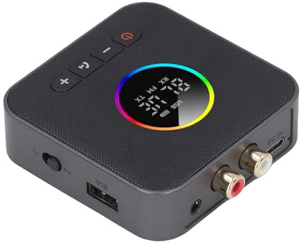 OPPWONG Bluetooth Receiver, 400mAh Battery 3.5mm AUX Digital Display Audio Adapter with TX RX Dual Mode USB Playback Bluetooth Adapter for Home Stereo TV Speaker Use