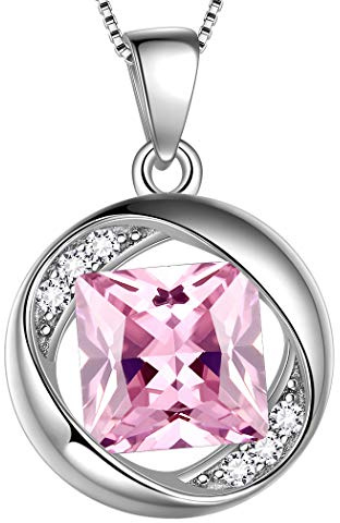 Aurora Tears October Birthstone Necklace 925 Sterling Silver Pink Opal Birth Stone Pendant Jewellery Gifts for Women and Girls DP0029O