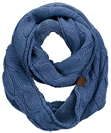 C.C Damen Warmer Winter Unendlichkeitsschal mit Sherpa Futter, Dunkel Denimblau