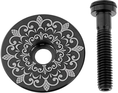 Baoblaze Titanium MTB Fahrrad Ahead Headset, Steuersatz Kappe Abdeckung, Fahrrad Headset Top Cap, Schraube Steuersatz Vorbau Abdeckung für Fahrrad MTB Rennrad, Schwarz-Totem