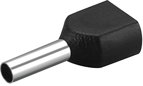Heschen TE1508 AWG Terminali doppi a tubetto isolato, 16 x 2/1,25 mm² x 2, lunghezza 8 mm, colore nero, confezione da 1000