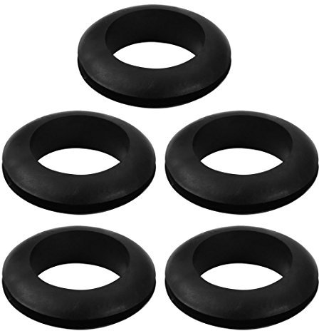 sourcing map 5Pcs Passe Fil Caoutchouc Oeillet Passe Câble Protection noir 30mm double face