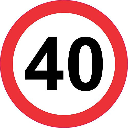 Indigos UG Aufkleber Höchstgeschwindigkeit 40 km/h Verkehrzeichen 30x30cm - Sticker für Büro, Firma, Schule, Hotel, Werkschutz
