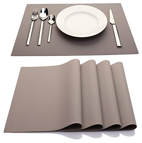 IYYI Silicone Placemats, Dining Placemats Set of 4, Waterproof Placemats for Kids, Non-Slip Silicone Mats for Dinner Table, Heat Resistant & Dishwasher Safe (Light Gray, 17.6 ×12.5)