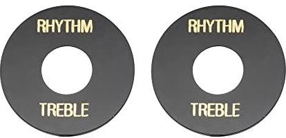 Musiclily Pro Autoadhesivo Guitarra Placa Treble Rhythm para Interruptor de Palanca,Negro con Palabras de Oro (Juego de 2)