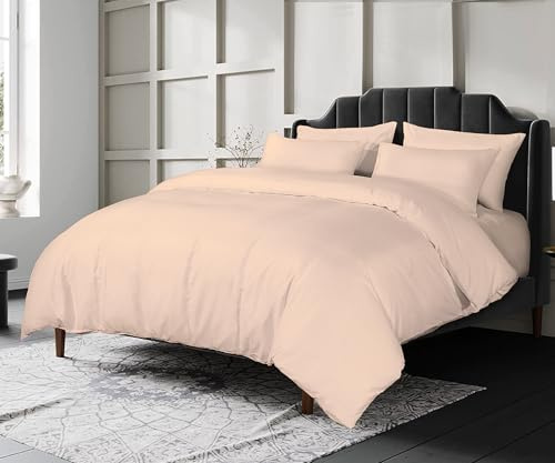Crescent Collection Luxury 100% Cotton Plain Duvet Cover With Pillow Case Quilt Cover Bedding Set (Mocha, Super King)