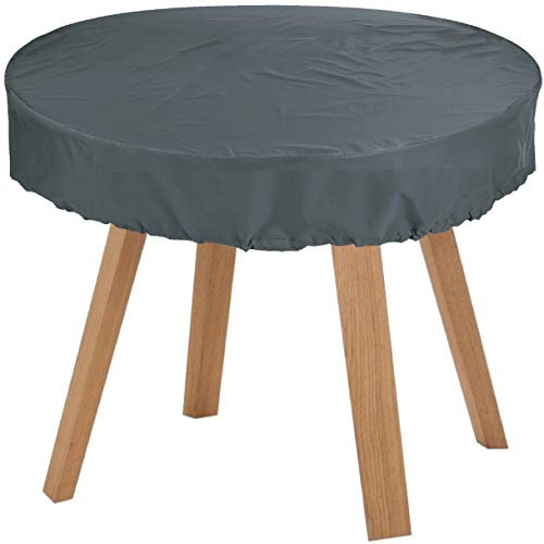 Kaufpirat Premium Abdeckplane Rund Ø 150x15 cm Holzbank Gartenmöbel Gartentisch Hülle Abdeckung Haube Schutzhülle Abdeckhaube 900 D, 500 g/m², 6.000 mm Wasserbeständigkeit Anthrazit
