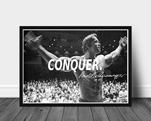 LJW ARNOLD SCHWARZENEGGER Conquer Gym Bodybuilding Motivation Poster signiert Fotodruck A4