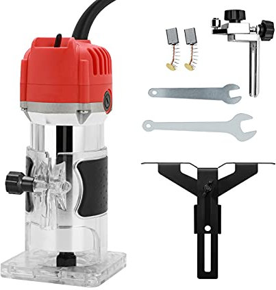 Youyijia 220V 30000RPM Electric Hand Trimmer Palm Router Power Router for Wood/Laminate Flooring(Red)