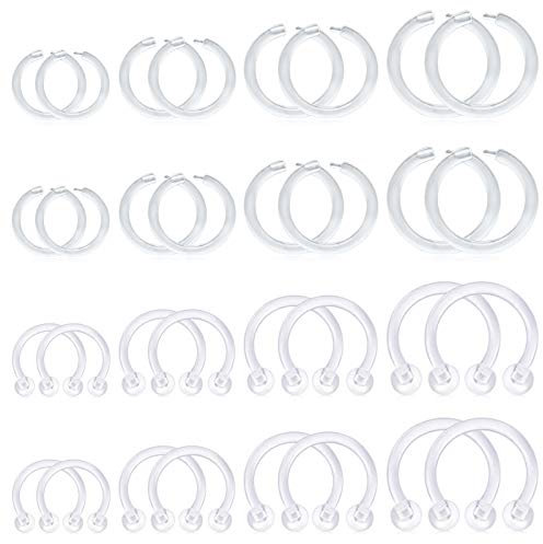 D.Bella Durchsichtige Plastik Cartilage Helix Daith Rook Tragus Piercing Retainer Bioflex Kunststoff Nasenseptum Lippe Augenbrauenringe Mix Retainers 16G Körperschmuck Piercing Retainer
