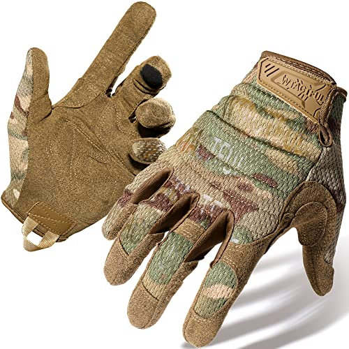WTACTFUL Taktische Handschuhe Touch Screen Flexible Einsatzhandschuhe Tatical Gloves Herren Vollfinger für Outdoor Sport und Arbeit geeignet für Radfahren Wandern Radsporthandschuhe Tarnung L