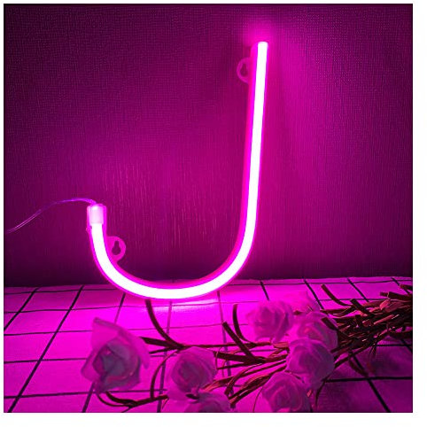 ENUOLI Pink Neon Light - LED Alphabet Marquee Signs A-Z Neon Letter Signs for Cafe Party Event Festival Christmas Birthday Gifts for Kids (J)