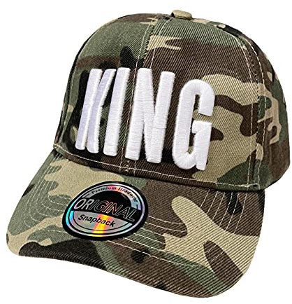J26 NY Mr. & Mrs. King & Queen Snapback USA Cap Kappe Basecap Baseball Mütze Trucker Sport Cappy verstellbar Kult Partner Look Snapback (Camo King)