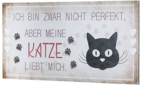 Wandbild 40x20cm Katze Spruch Deko Wandschild Katzenliebhaber Bild Wanddeko Geschenkidee