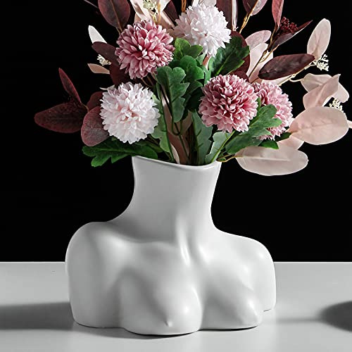 Blumenvase, Körperstil, schwarze glänzende Cramic Vase, handplattiert, Skulpturenvase, Dekor-Blumentopf für Zuhause, Büro, Hochzeit, Party, Urlaub