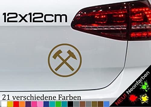 Schlägel und Eisen Aufkleber Bergmann Kumpel Glück auf NRW Bochum Pott 12x12cm in 21 Farben