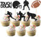 Gyufise 28 x Rugby-Ball-Cupcake-Topper, schwarze Fußballspieler, Sport-Cupcake-Picks, Fußball-Cupcake-Topper, Super-Rugby-Touch-Down-Sport-Thema, Babyparty, Geburtstagsparty, Kuchendekorationen