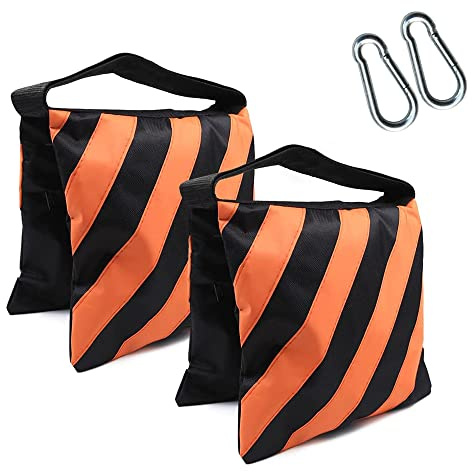 2 Stück Sandsäcke für Fotografie, Sandsäcke für Stativer, Gleichgewicht Sandsäcke, Outdoor Gewichtstaschen, Fotografie Sandsack mit Karabiner, für Leuchtenstative, Galgenstativ, Stativ
