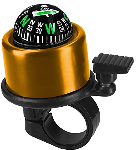 mumbi Klingel Fahrradklingel Fahrrad Fahrradglocke Glocke Kompass, goldfarben, Klingel Kompass Gold
