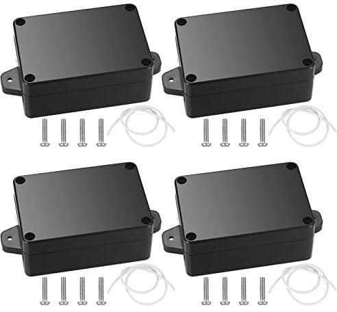 4 Stück Abzweigdose Wasserdicht IP65, Verteilerdose Außen, Schwarz Electronic Projekt Box Elektrozubehör Gehäuse Kunststoff - 83×58×34mm