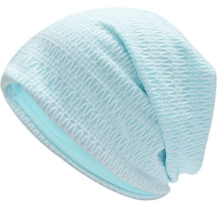 ZLYC Summer Long Slouch Beanie Leicht Weich Jersey Mütze für Damen und Herren(Motiv Blau)