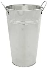 APAC Galvanized Metal Flower Vase (30cm H x 17cm Dia), Rustic Farmhouse Tall Flower Bucket with Handle, Galvanized Zinc Planter for Outdoor Indoor Home Décor