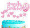 Zayin Personalised Happy 1th Birthday Cake Topper Set,Happy Birthday Sign for Cake,11p Glitter Balloon Stars Heart Cupcake Topper 1th Birthday Cake Party Decoration(1 year old, Pink)