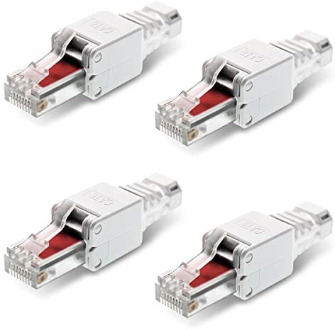 NEXMEX 4x RJ45 CAT 6 Netzwerkstecker werkzeuglos Crimpstecker Stecker ohne Werkzeug für CAT6 CAT6A Netzwerkkabel Kabel Ø bis 7,5 mm