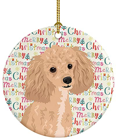 Caroline's Treasures Poodle Toy Apricot #1 Christmas Ceramic Ornament Christmas Tree Hanging Decorations for Home Christmas Holiday, Party, Gift, 3 in, Multicolor