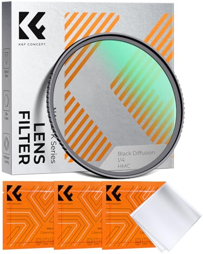K&F CONCEPT 49 mm svart diffusion 1/4 filter dimma mjuk glöd diffusor linsfilter (Nano-K-serien) | Nano-beläggning, japanskt optiskt glas, vattentätt, olje- och repbeständigt, FE302