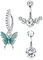JeryWe 2-3Pcs 14G bauchnabelpiercing für Frauen 316L Chirurgenstahl CZ Opal Reverse Curved Nabelpiercing Körperschmuck Piercing Bauchnabel(Stil2)