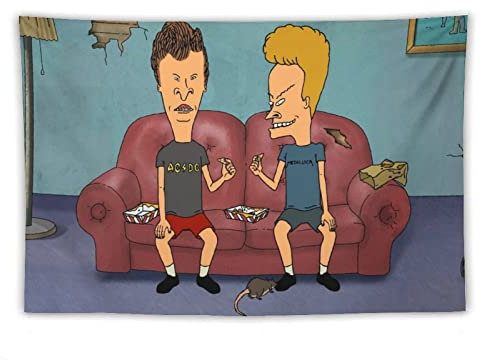 QINGRONG Beavis And Butt-Head Poster Anime Cool Tapisserie Kunstdrucke Wandmalerei Kunstwerke Wandteppiche Hängendes Bild Geschenk Schlafzimmer Wohnkultur 101,6 x 152,4 cm