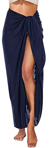 Vancavoo Sarong Tuch Damen Pareo Lang Strandtuch Strand Wickeltuch Beach Wrap Großes Leichtes Wickelrock Bikini Cover Up mit Quaste,180 * 115cm,Navy