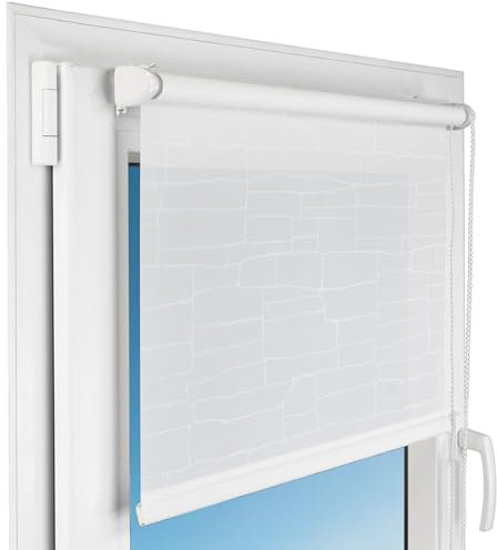 Deco4Me Seitenzugrollo Klemmfix ohne Bohren, mit Motiv (Design A2, 60 x 150 cm) - lichtdurchlässig & halbtransparent - Innenrollo für Fenster (Stoffbreite 56 cm)