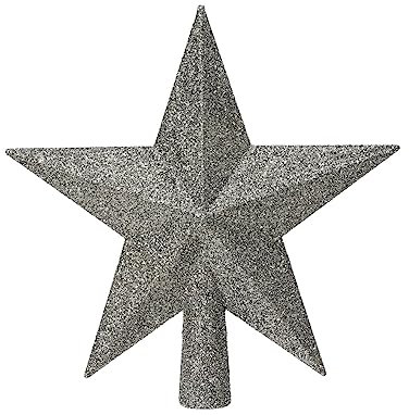 Kaemingk Christbaumspitze Kunststoff 19cm Stern mit Glitzer Weihnachtsbaumspitze Marmorgrau marmor grau - Silbergrau - Silber
