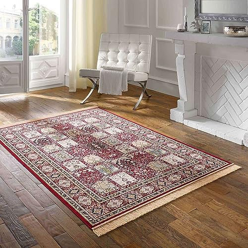 Taracarpet Teppich Palazzo Royal Vintage Felder Moud rot 095x140 cm Kurzflor Orientteppich für Wohnzimmer Esszimmer und Schlafzimmer
