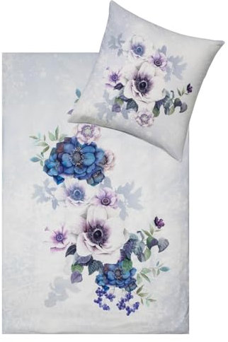 ESTELLA Kuschelflanell Bettwäsche Snowflower Schnee 1 Bettbezug 155 x 220 cm + 1 Kissenbezug 80 x 80 cm