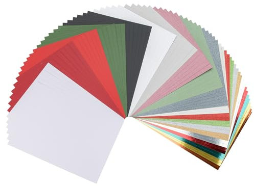 Florence Tonkarton - Bastelkarton A4 - Bastelpapier 75x mit 5 Farben - Scrapbook Papier für Karten Basteln, Stanzen und Papierbasteleien - Bastelset Textur, Perlmutt, Glitzer und Metallic
