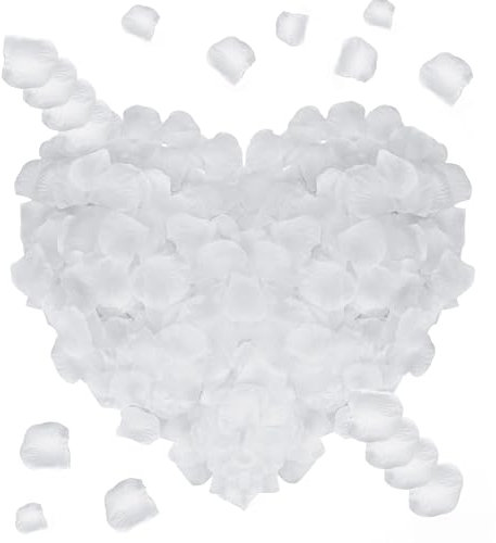 Probuk Petali di Rosa 1200pcs Seta Artificiali Foglie di Rosa Finti Bianco, Decorazione Romantica per Matrimonio San Valentino Festa Proposta Matrimonio Atmosfera Natale
