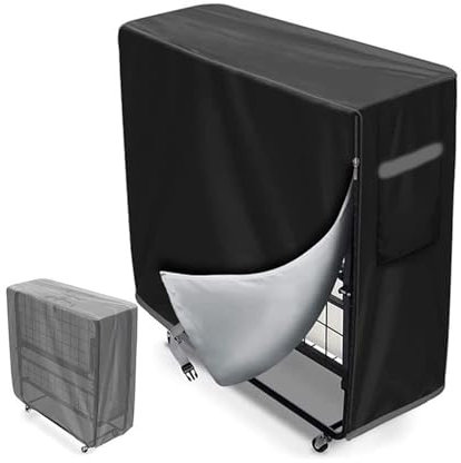 Hodeffior Faltbarer Bettüberzug mit Reißverschluss, Staubdicht, UV Beständig, Belüftungsöffnung, Aufbewahrungstasche für Büro, Freizeit, Betten, Campingbetten, Escort Bett, Schwarz, L 84 x B 33 x H