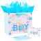 Jaywayang 32 cm große Geschenktüte für Jungen mit Seidenpapier und Grußkarte für Babyparty, Geburtstag, neue Eltern und mehr.