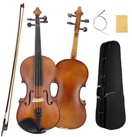 YoungMonic Full Size 4 Strings Viola Meticulously Crafted with Maple Wood Back Top Spruce Wood Adorned Ebony Fingerboard Tailpiece Chin Rest Complete with Case and Bow